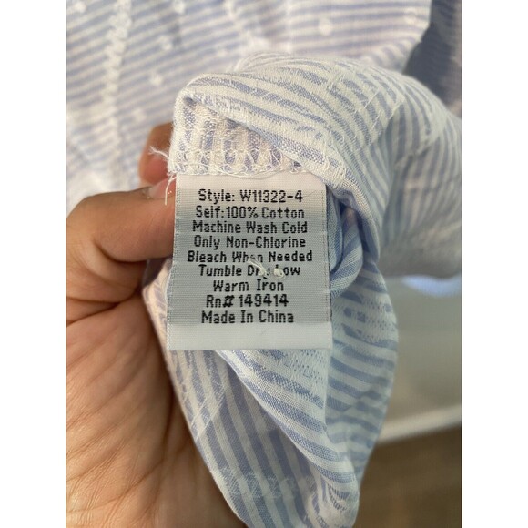 Johnny Was FLORE SEERSUCKER BUTTON DOWN SHIRT Sz XS - Picture 7 of 8